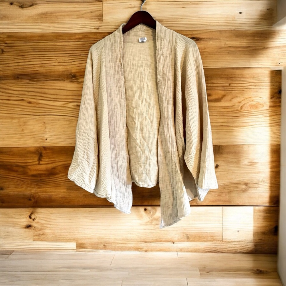 Kimono Cardigan Jacket Cream Plus Size Asymmetrical Hem XXL-XXXL